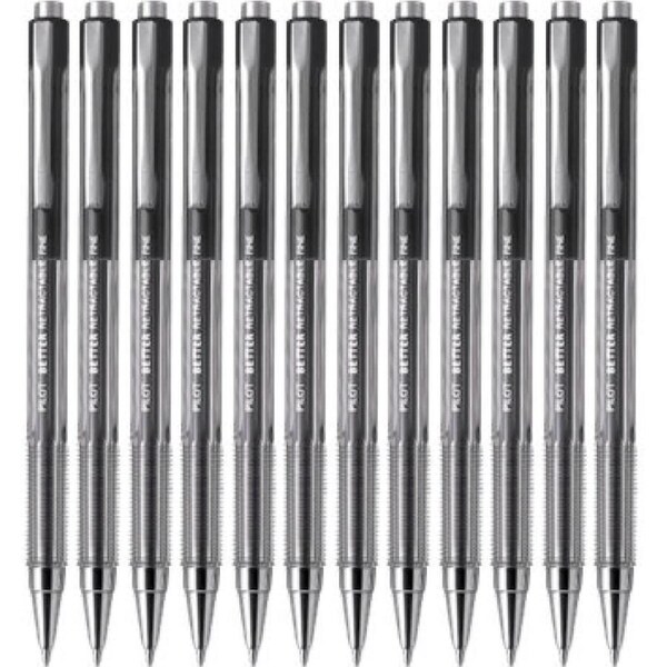 Pilot Better Retractable Ballpoint Pen 0.7mm Fine Black Box 12
