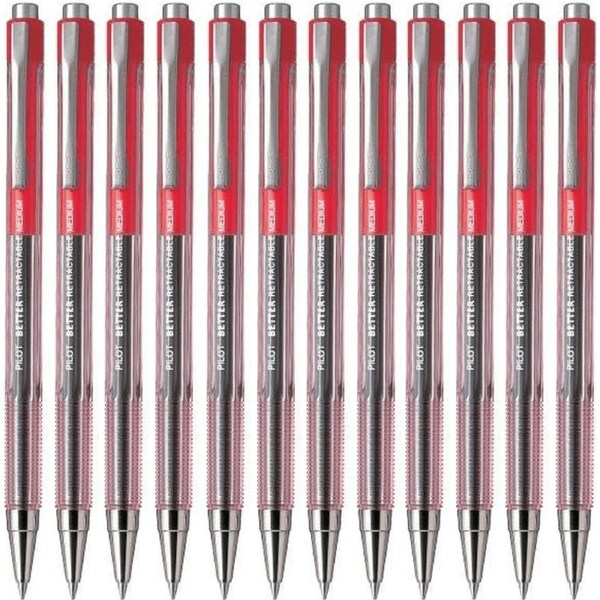 Pilot Better Retractable Ballpoint Pen 1.0mm Medium Red Box 12