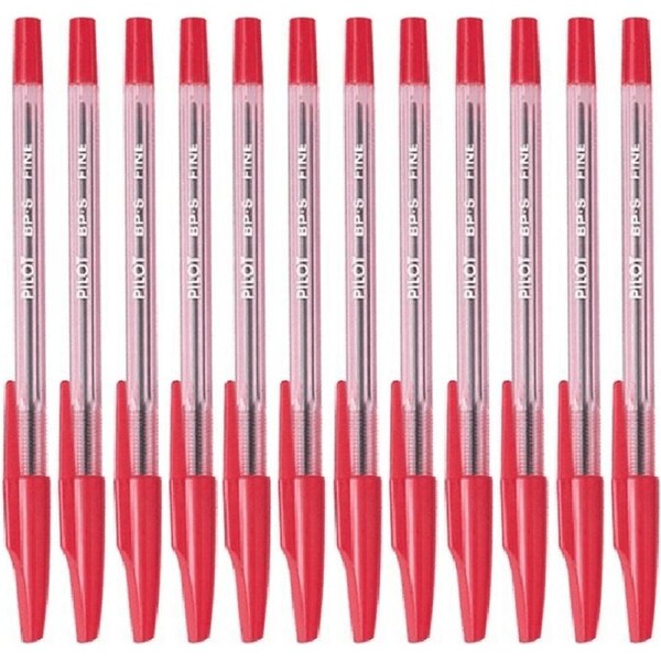 Pilot BP-S Stick Type Ballpoint Pen 0.7mm Fine Red Box 12