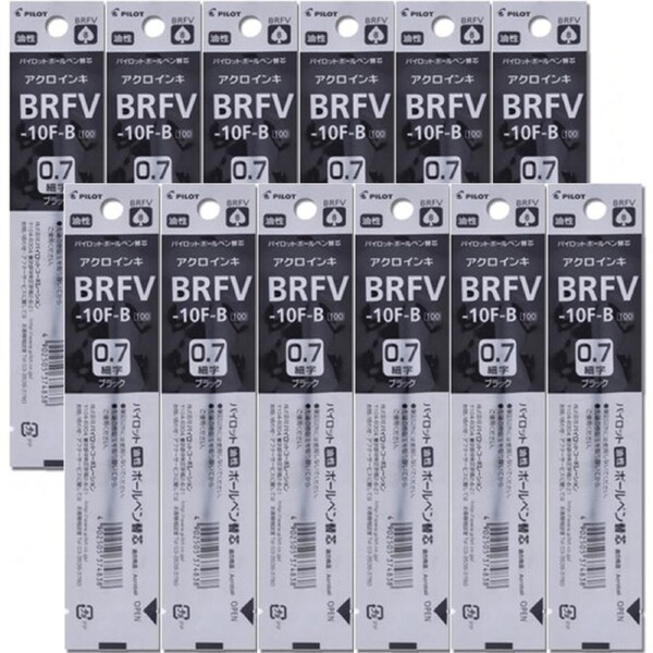 Pilot Brfv-10 Acroball Ballpoint Refill Medium 1.0mm Black Box 12