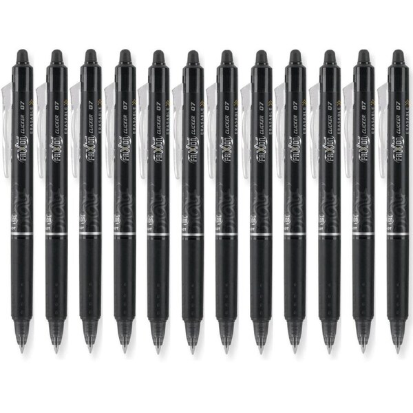 Pilot Frixion Clicker Erasable Gel Ink Pen 0.7mm Black Box 12