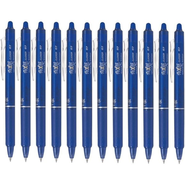 Pilot Frixion Clicker Retractable Erasable Gel Ink Pen 0.7mm Blue Box 12