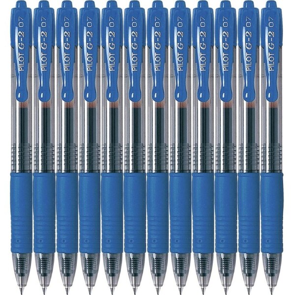 Pilot G2 Gel Ink Pen Retractable 0.7mm Fine Blue Box 12 G-2