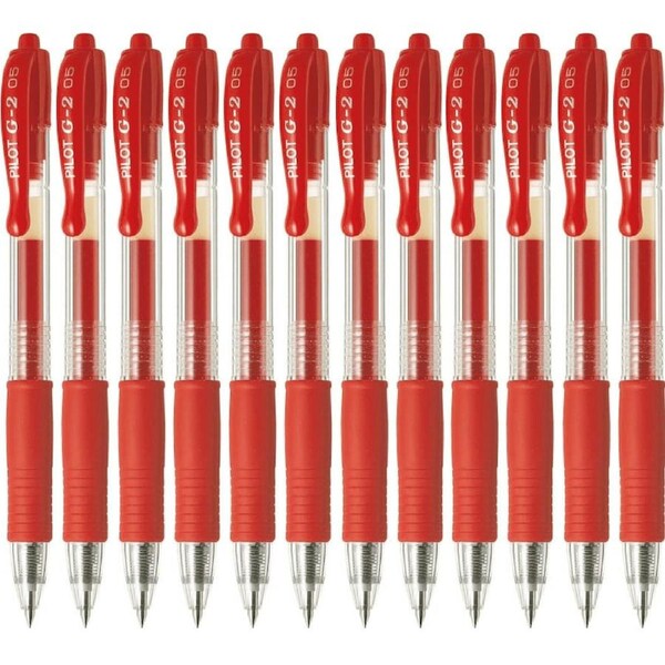 Pilot G2 Retractable Gel Ink Pen Extra Fine 0.5mm Red Box 12