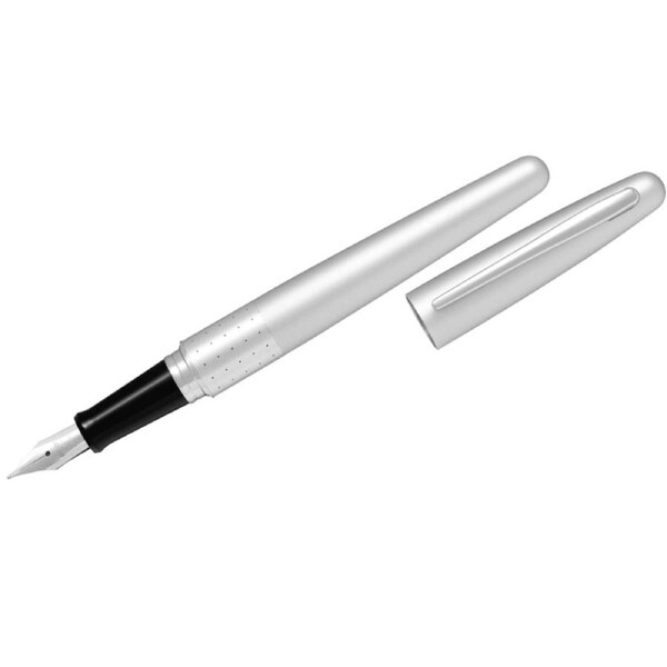 Pilot Metropolitan Fountain Pen Silver Barrel Fine Nib Black