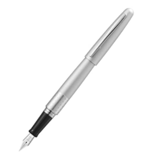 Pilot Metropolitan Fountain Pen Silver Barrel Medium Nib Black
