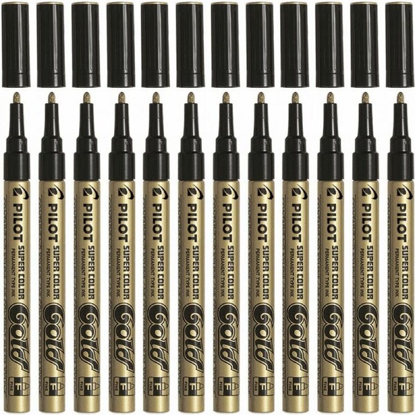 Pilot Permanent Marker Fine 3.0mm Nib Tip Gold Box 12