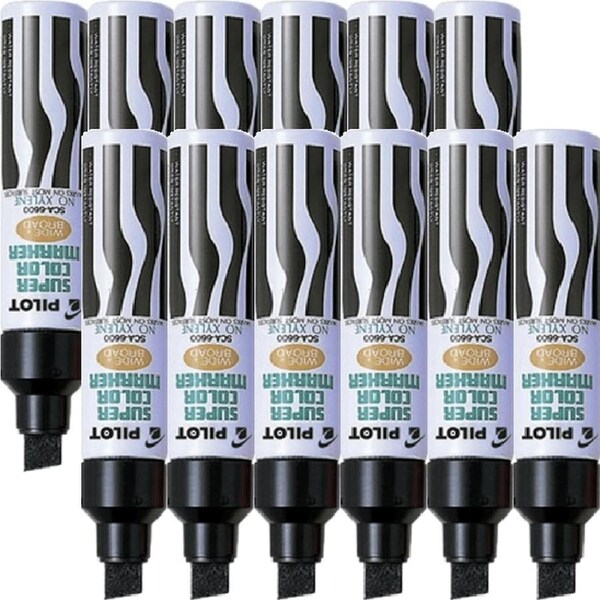 Pilot SCA-6600 Jumbo Marker Chisel Broad Thick Tip Nib 10mm Black Box 12