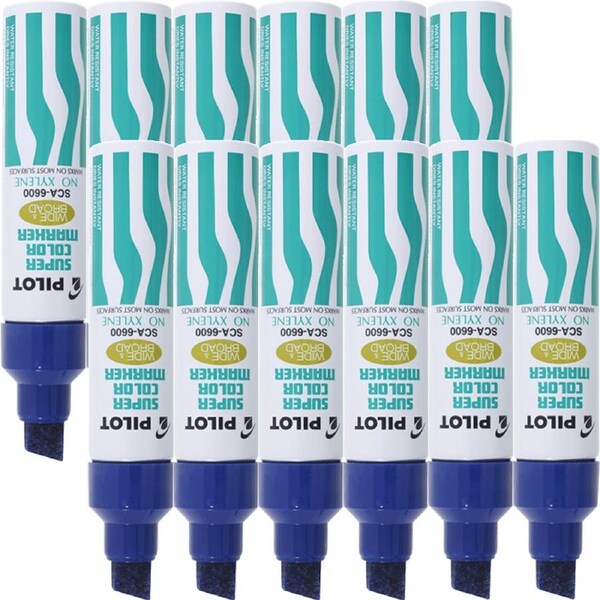 Pilot SCA-6600 Jumbo Marker Chisel Broad Thich Tip Nib 10mm Blue Box 12