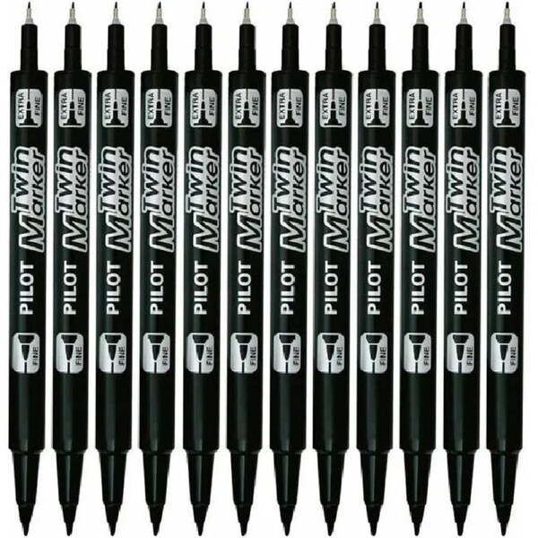 Pilot SCA-TM Twin Permanent Marker Extra Fine/Fine Black Box 12