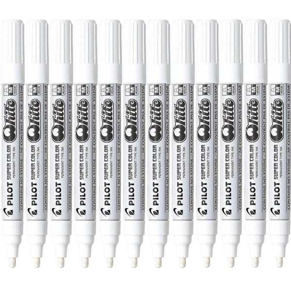 Pilot Super Colour Permanent Marker Medium 4.5mm White Box 12