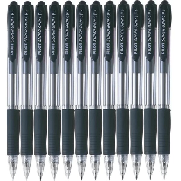 Pilot Super Grip Retractable Ballpoint Pen Fine 0.7mm Black BPGP-10R-F-B Box 12