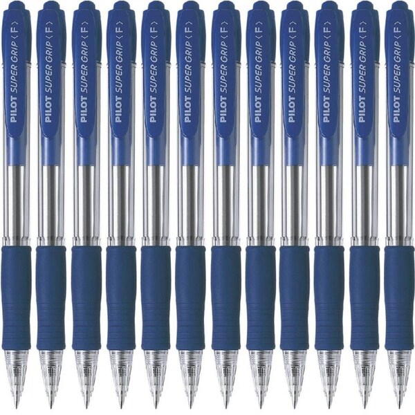 Pilot Super Grip Retractable Ballpoint Pen Fine 0.7mm Blue BPGP-10R-F-L Box 12