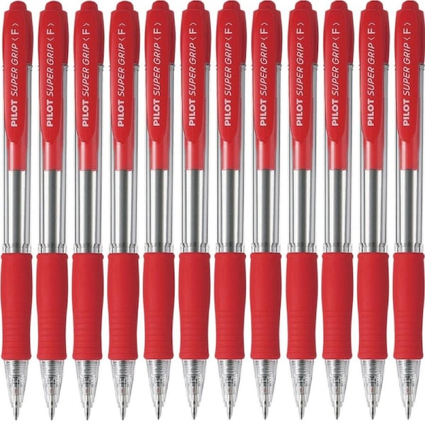 Pilot Super Grip Retractable Ballpoint Pen Fine 0.7mm Red BPGP-10R-F-R Box 12