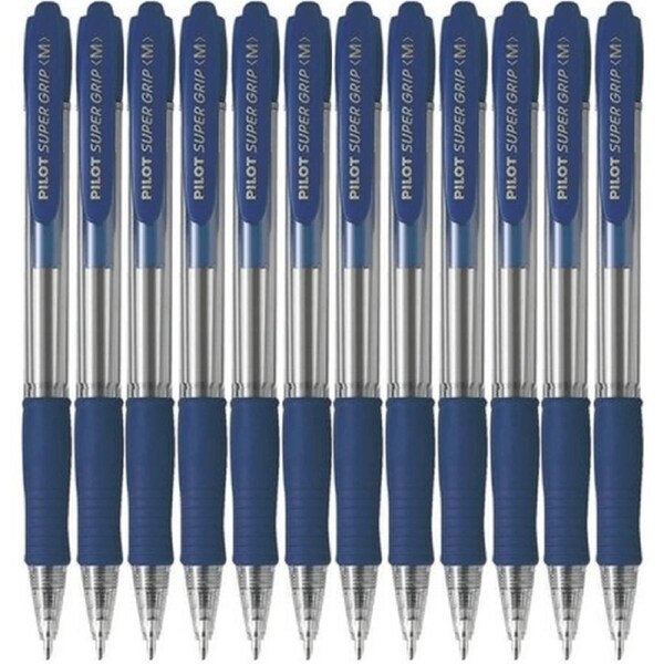 Pilot Super Grip Retractable Ballpoint Pen Medium 1.0mm Blue Box 12
