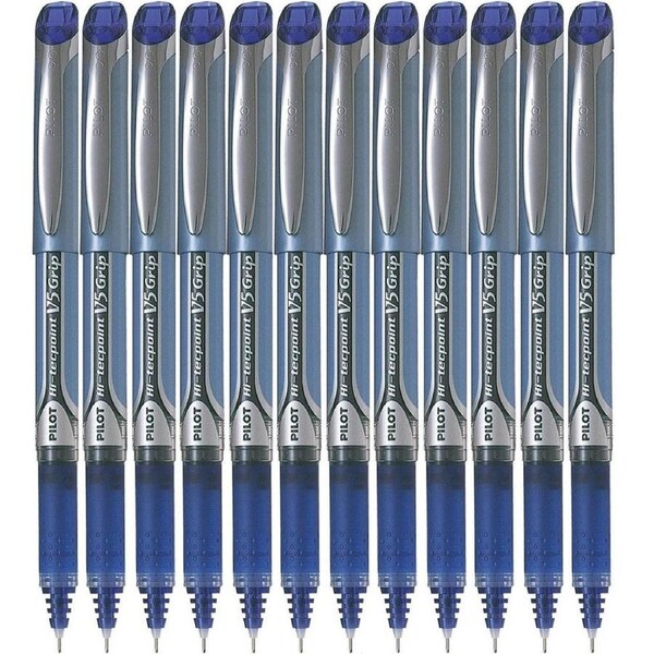 Pilot V5 Hi-Tecpoint Grip Pen Extra Fine 0.5mm Blue Box 12