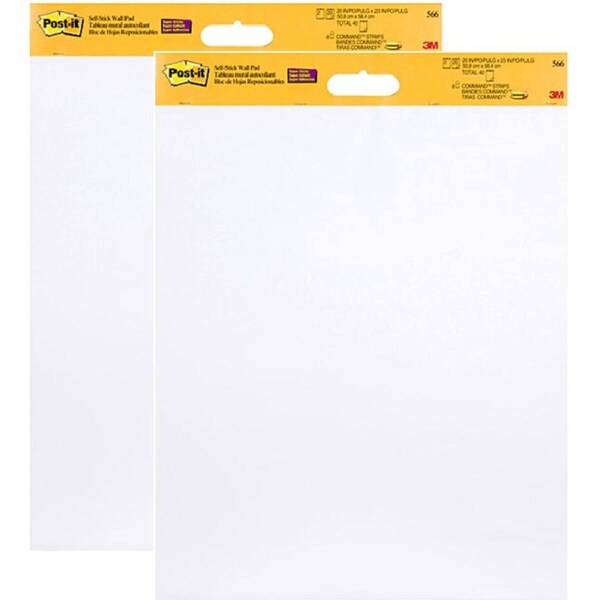 Post-It 566 Super Sticky Wall Hanging Pad 508x609mm White Pack 2