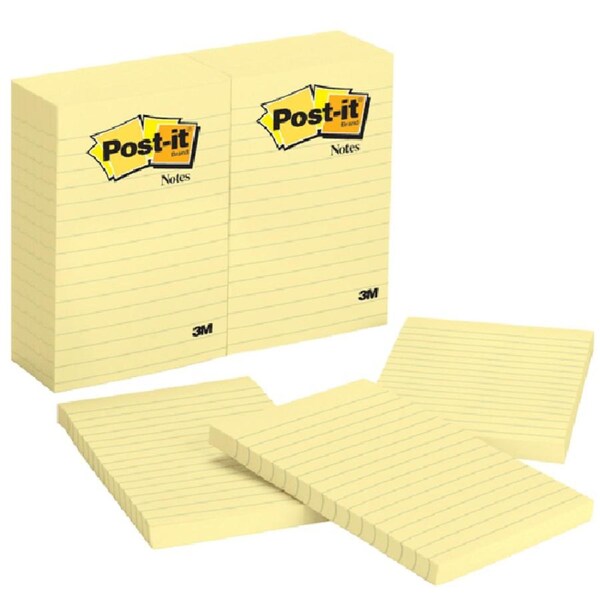 Post-It 660 Ruled Lines Sticky Notes Yellow Pack 12 98x149mm