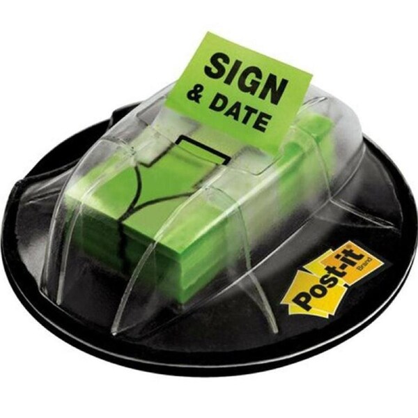 Post-It 680-Hvsd Message Flag Desk Grip Dispenser Sign Date Bright Green
