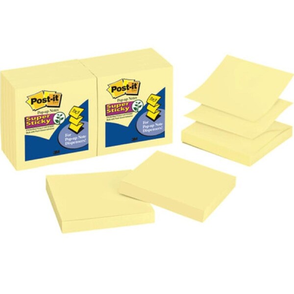 Post-It R330-12SSCY Super Sticky Pop-Up Notes 75x75mm Yellow Pack 12 Pads