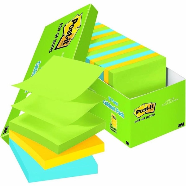 Post-It Pop-Up Notes Jaipur Colours Cabinet 76x76mm Pack 18 Cabinet Box