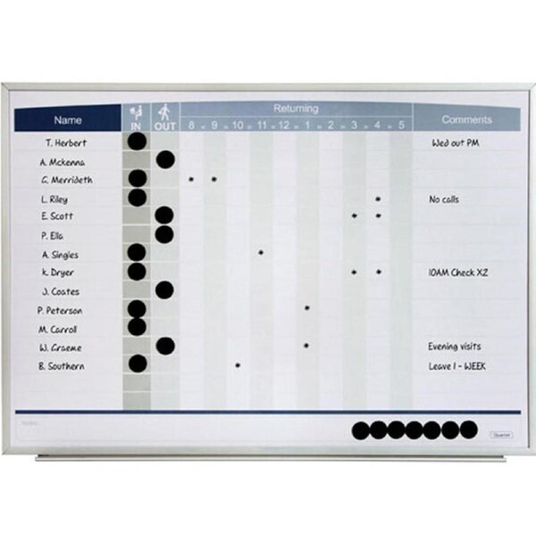 Quartet In/Out Whiteboard Planner Organiser 580x410mm