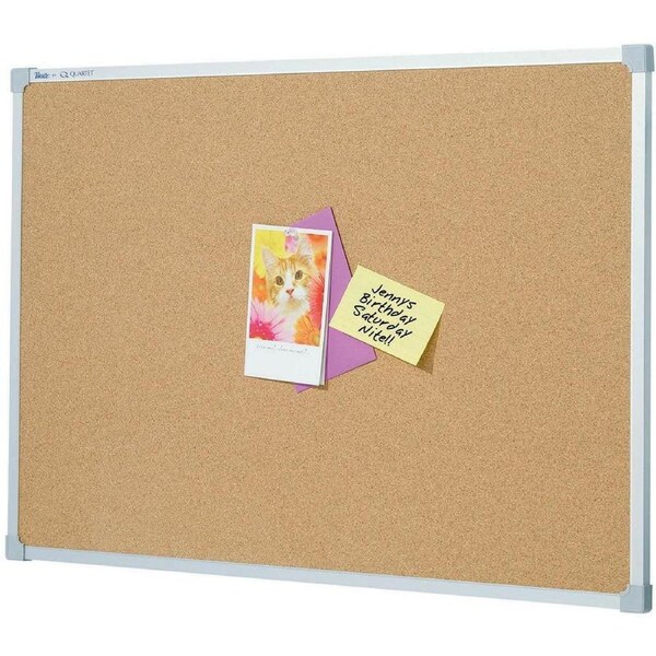 Quartet Penrite Corkboard Pin Board Aluminium Frame 1200x1200mm