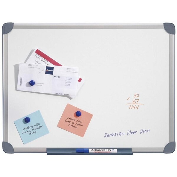 Quartet Penrite Slimline Whiteboard Magnetic Aluminium Frame 900x600mm