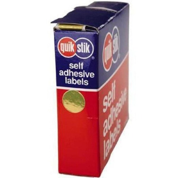 Quikstik Label Dispenser Circles 14mm Gold Pack 650 Stickers