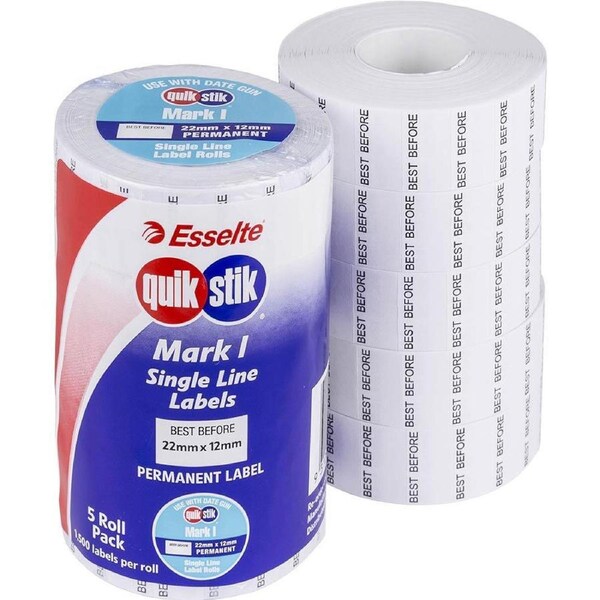 Quikstik Mark I Single Line Label Permanent 'Best Before' 22x12mm White Pack 5