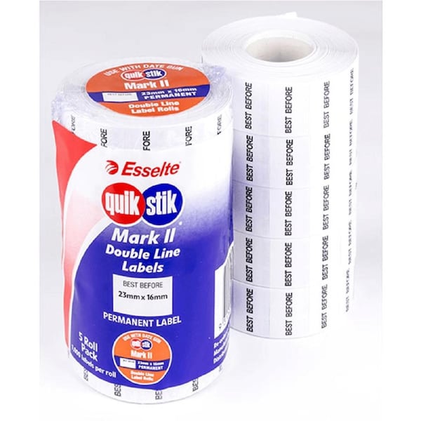 Quikstik Mark II Gun Label Permanent Best Before 1000 Labels/Roll White Pack 5