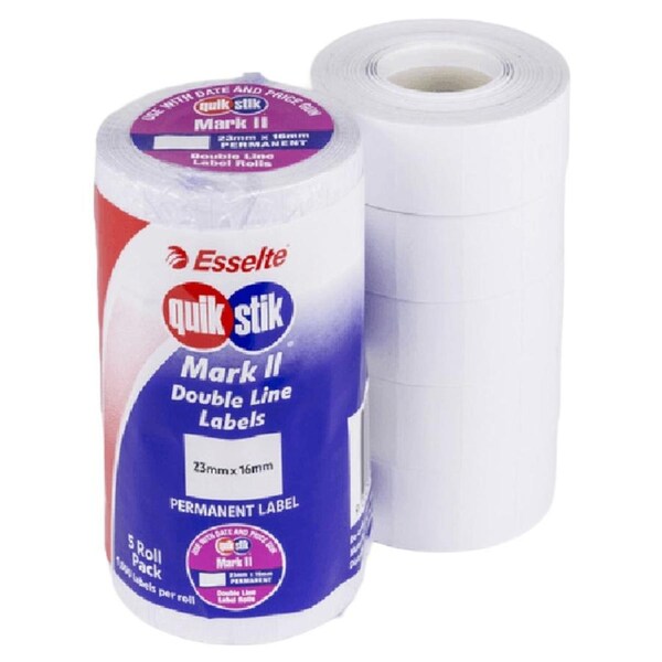 Quikstik Mark II Labels Permanent White 1000 Labels/Roll 23x16mm Pack 5
