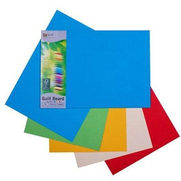 Quill Board Paper 210GSM A3 Assorted Colours Pack 25 Sheets