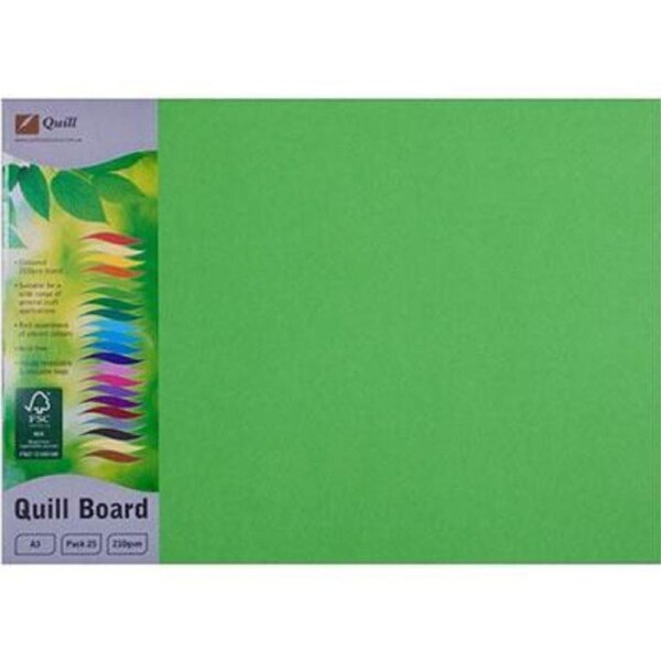 Quill Board 210GSM A3 Lime Pack 25