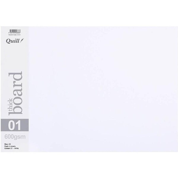 Quill Board Paper 600GSM A3 White Pack 5