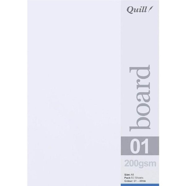 Quill Board Paper 200GSM A5 White Pack 50