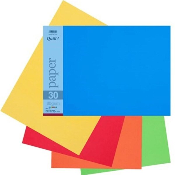 Quill Coloured A3 Copy Paper 80GSM Bright Assorted Pack 150 Sheets