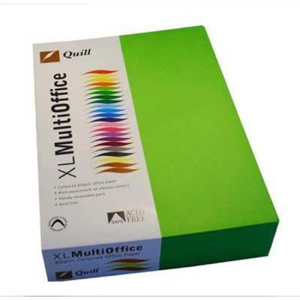 Quill Coloured A4 Copy Paper 80GSM Lime Pack 500 Sheets