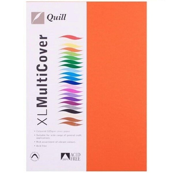 Quill Cover Paper 125GSM A4 Orange Pack 250