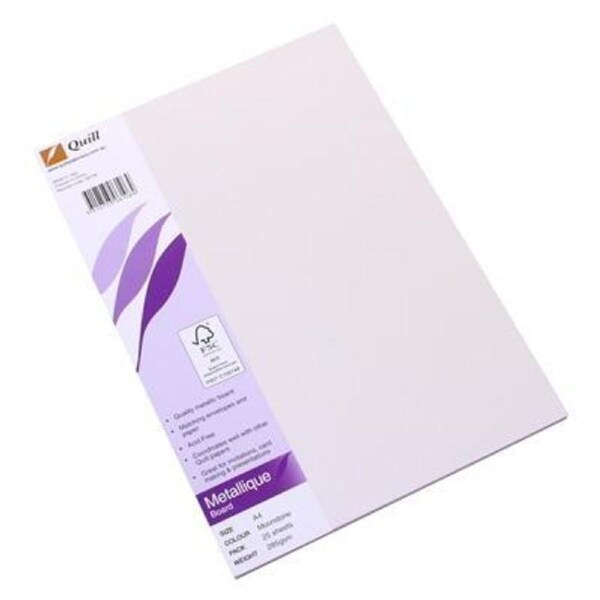 Quill Metallique Board Paper 285GSM A4 Moonstone Pack 25
