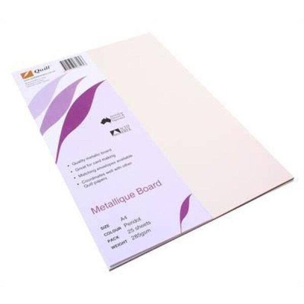 Quill Metallique Board Paper 285GSM A4 Peridot Pack 25