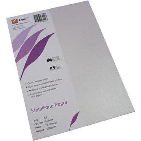 Quill Metallique Paper 120GSM A4 Peridot Pack 25
