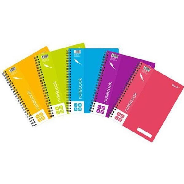 Quill Notebook 70GSM PP Cover 240 Pages A4 Assorted Colours Pack 5