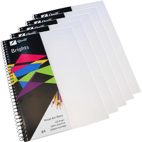 Quill Visual Art Diary 110GSM 120 Page A4 Pp Frost 5 Pack