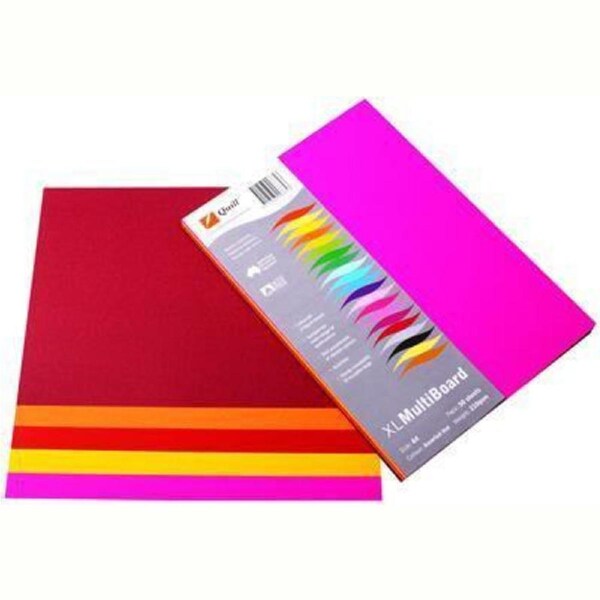 Quill XL Multiboard 210GSM A4 Hot Assorted Pack 50