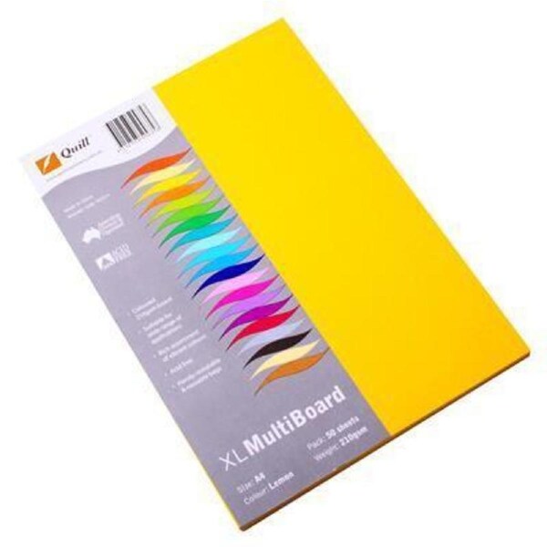 Quill XL Multiboard 210GSM A4 Lemon Pack 50