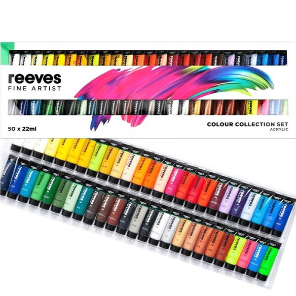 Reeves Fine Artists Acrylic Paint Tubes 22mL Set 50