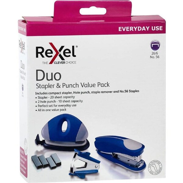 Rexel Duo Stapler Hole Punch Staples Remover Value Pack Set Kit