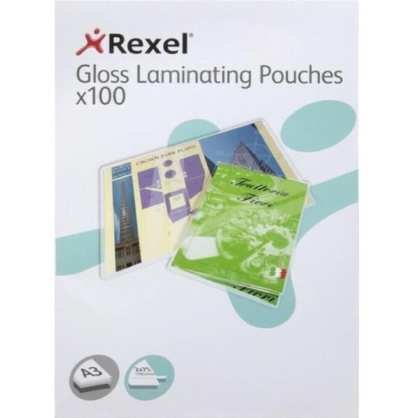 Rexel Laminating Pouch 75 Micron A3 Clear Pack 25 Sheets