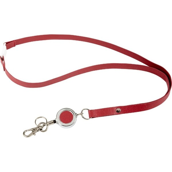 Rexel Lanyard Retractable Badge Reel Burgundy Leatherette Red